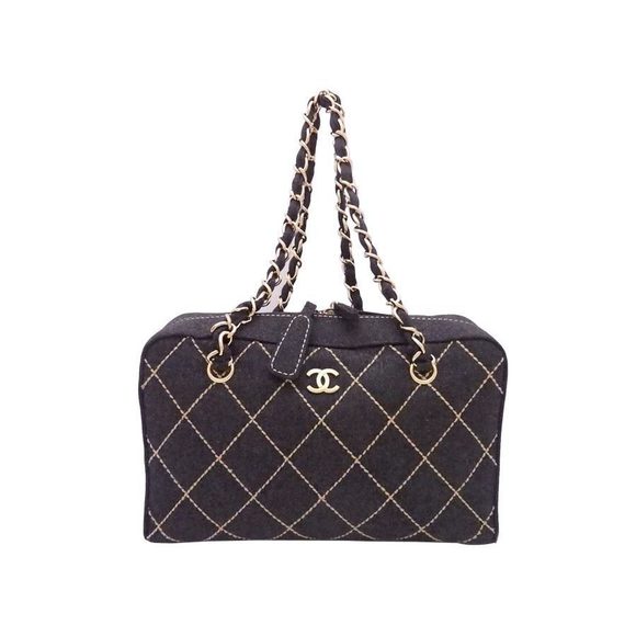 Chanel Wild Stitch Wool Chain Shoulder Bag Gray - Picture 2 of 5